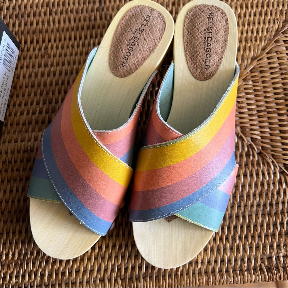 Kelsi Dagger Brooklyn Gear Clog Slide Rainbow Sandal women’s 7.5 Med